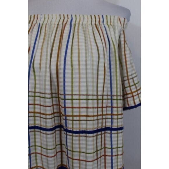 MII COLLECTION Sz S Small Les Madras Off Shoulder Embroidered Dress - Picture 6 of 8